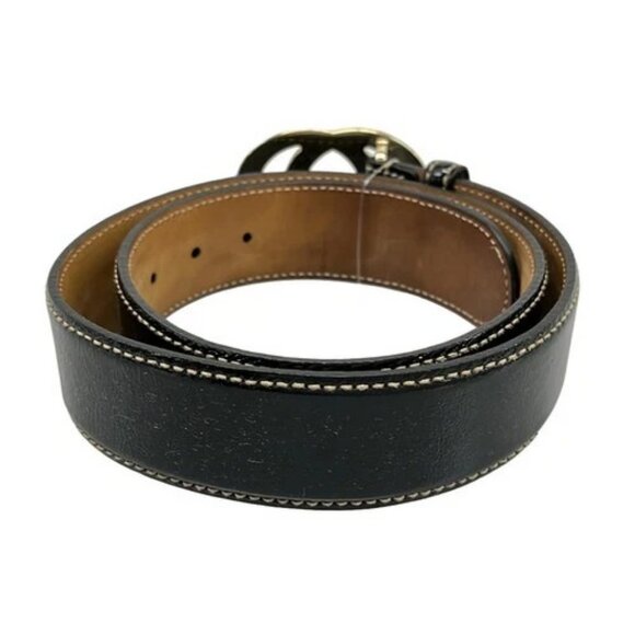 GUCCI Interlocking G 162922 Black Gold Patent Leather Hardware - Belt main image 2